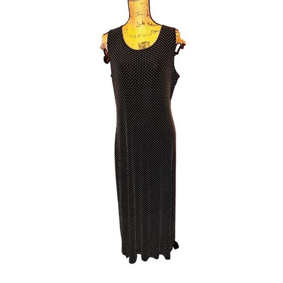 Coldwater Creek Maxi Polka Dot Sleeveless Blue Dress Size L - Picture 1 of 3